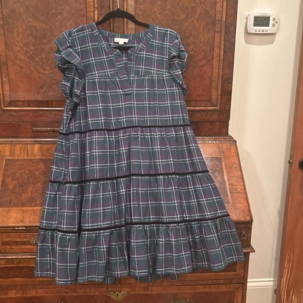 Roller Rabbit Inverness Plaid Pippa Dress In Green Size XL. EUC.